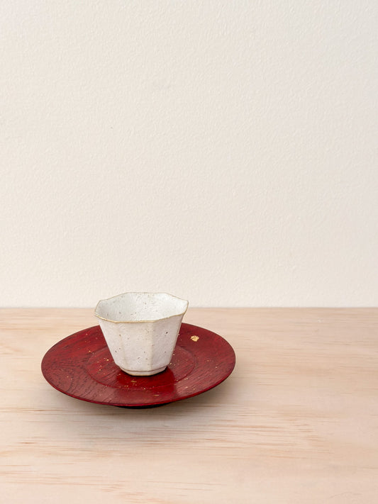 Crimson Starlight | 深红星光 | Handcrafted Wood Plate | Saucer, tea cups, teacups, coffee cup, mugs, tableware, drinkware, woodfired, handcrafted cup
