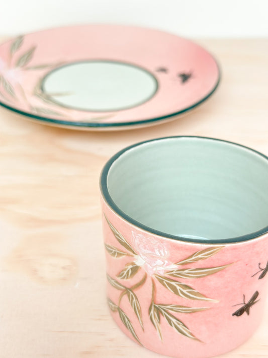 Handcrafted Coffee Cup & Saucer | 220mL | Dreaming Butterfly