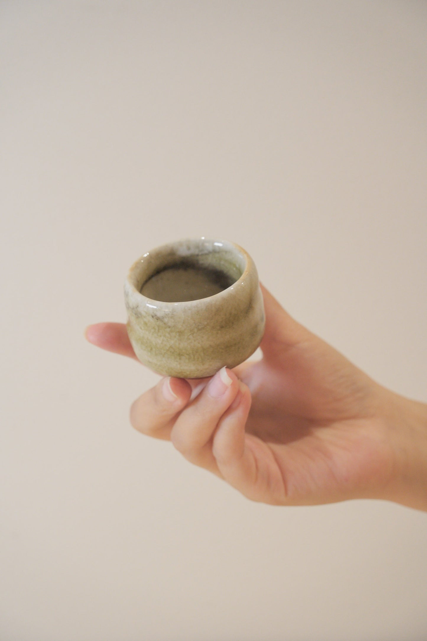 Handcrafted Tea Cup | 70mL | Moss Trace | Shino Tea Cup