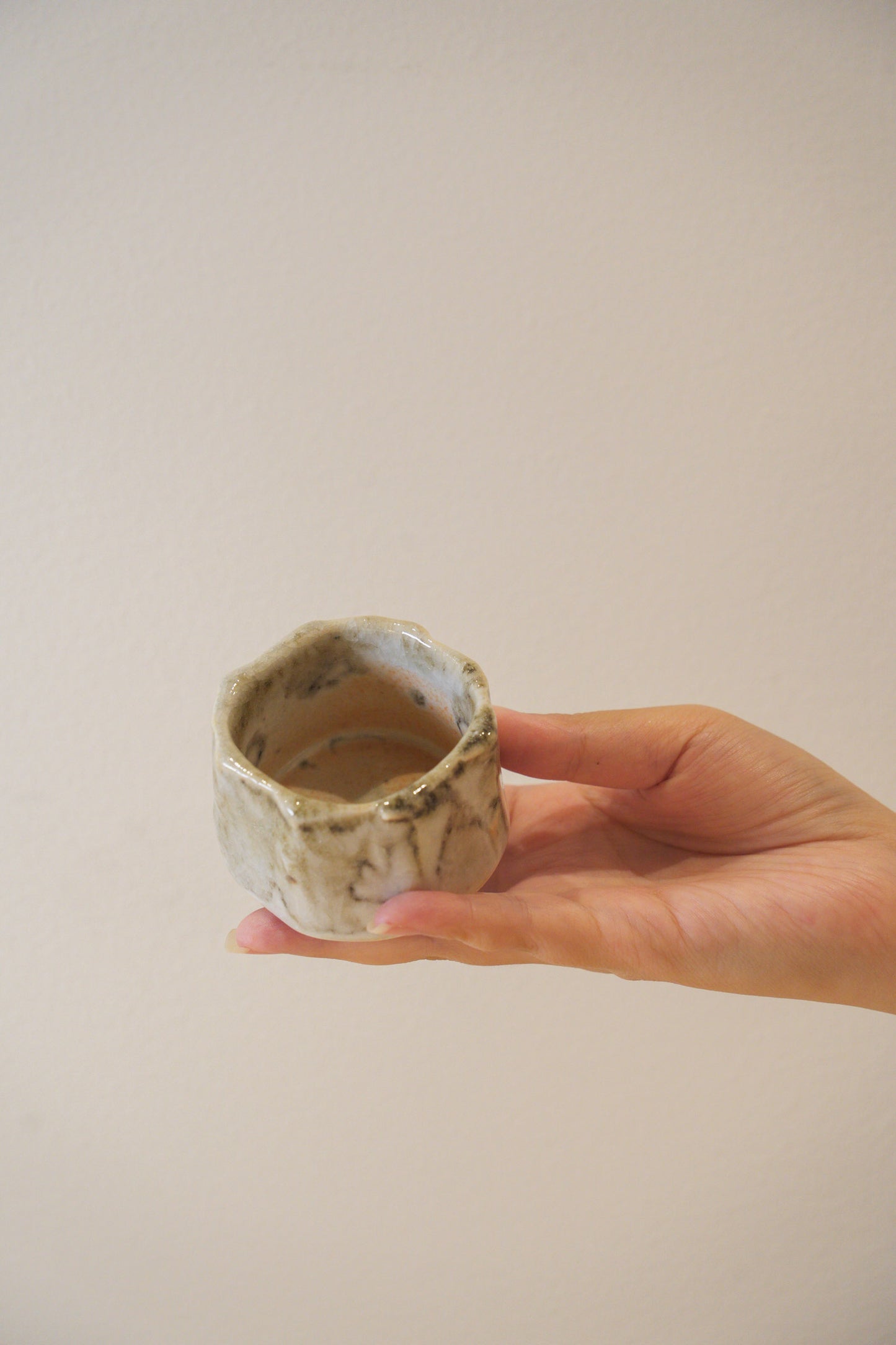 Handcrafted Tea Cup | 80mL | Floating Shadows | Shino Tea Cup