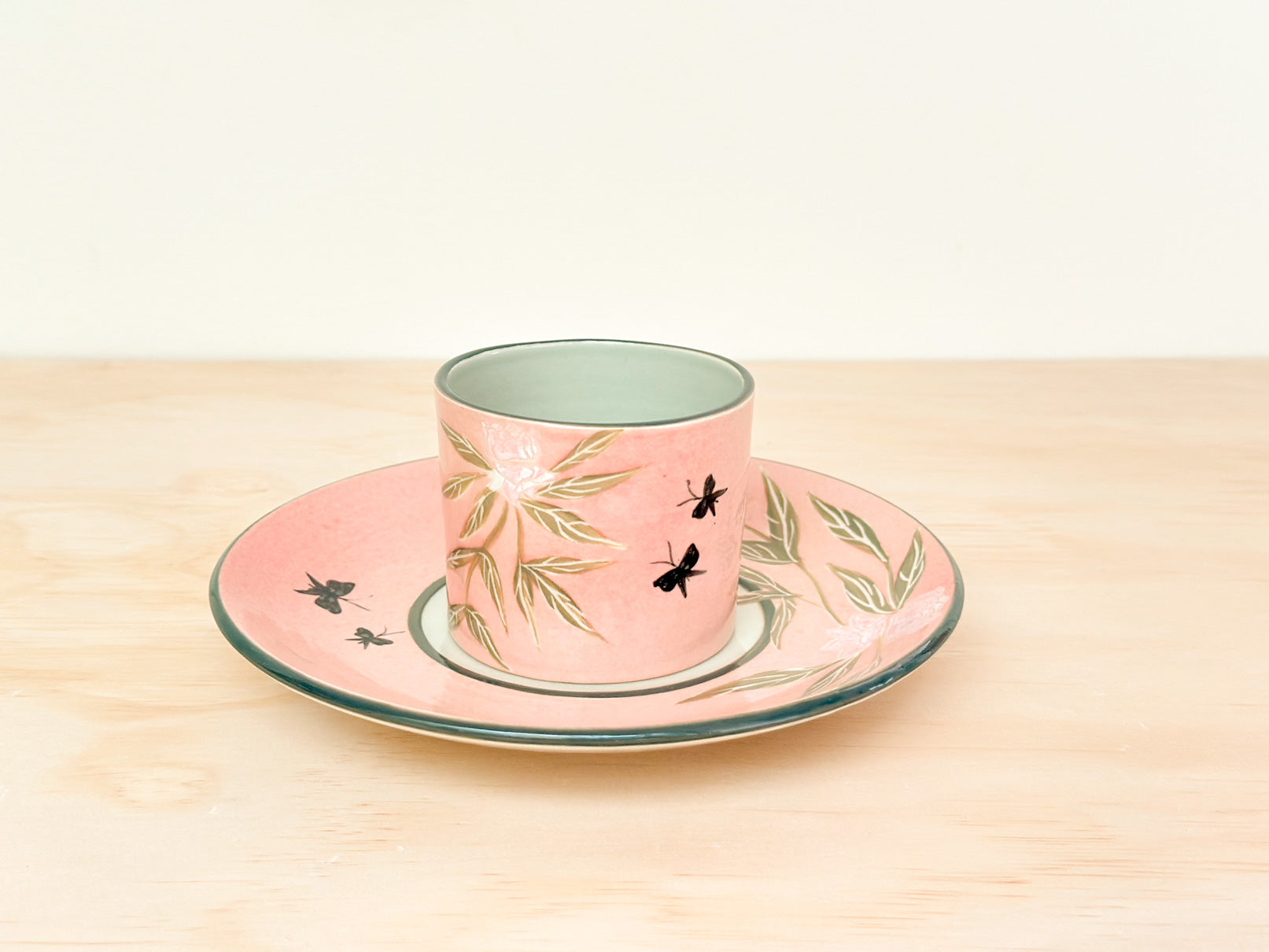 Handcrafted Coffee Cup & Saucer | 220mL | Dreaming Butterfly