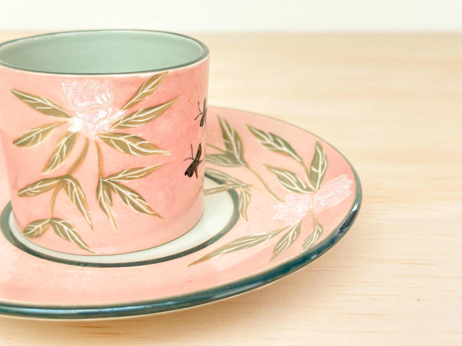 Handcrafted Coffee Cup & Saucer | 220mL | Dreaming Butterfly