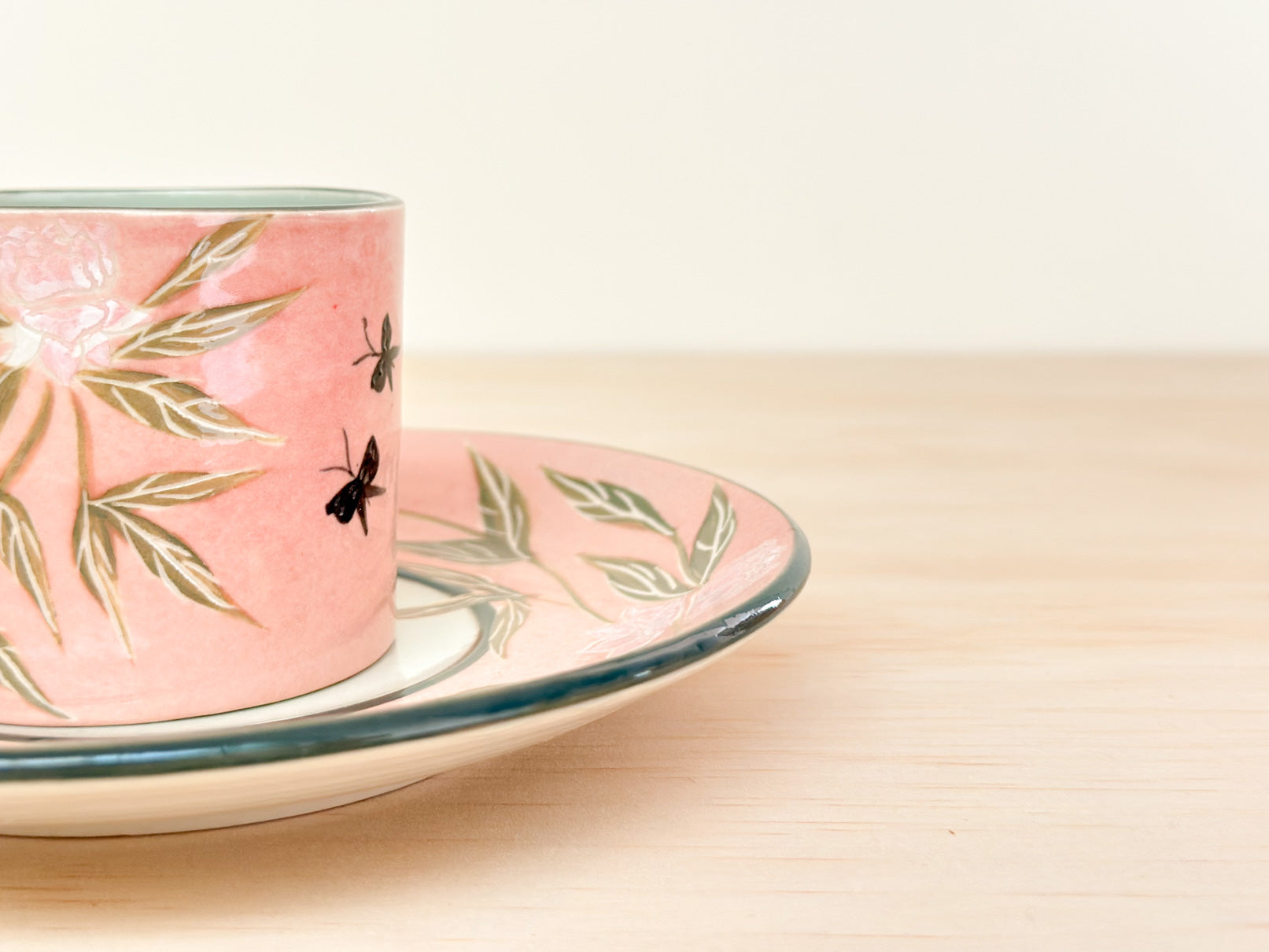Handcrafted Coffee Cup & Saucer | 220mL | Dreaming Butterfly