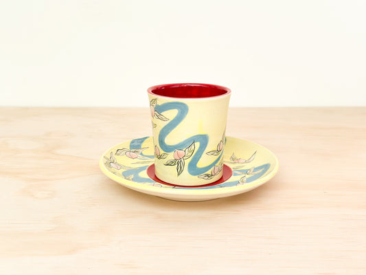 Handcrafted Coffee Cup & Saucer | 270mL | Peach River