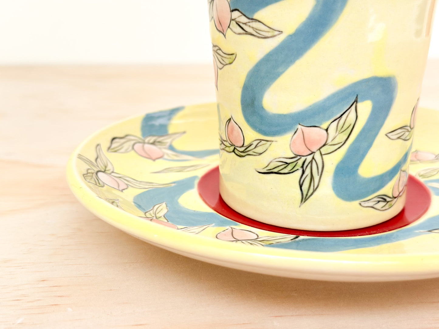 Handcrafted Coffee Cup & Saucer | 270mL | Peach River