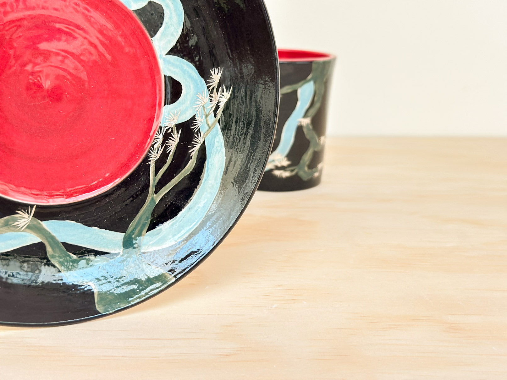 Handcrafted Coffee Cup & Saucer | 270mL | Pine Serpent