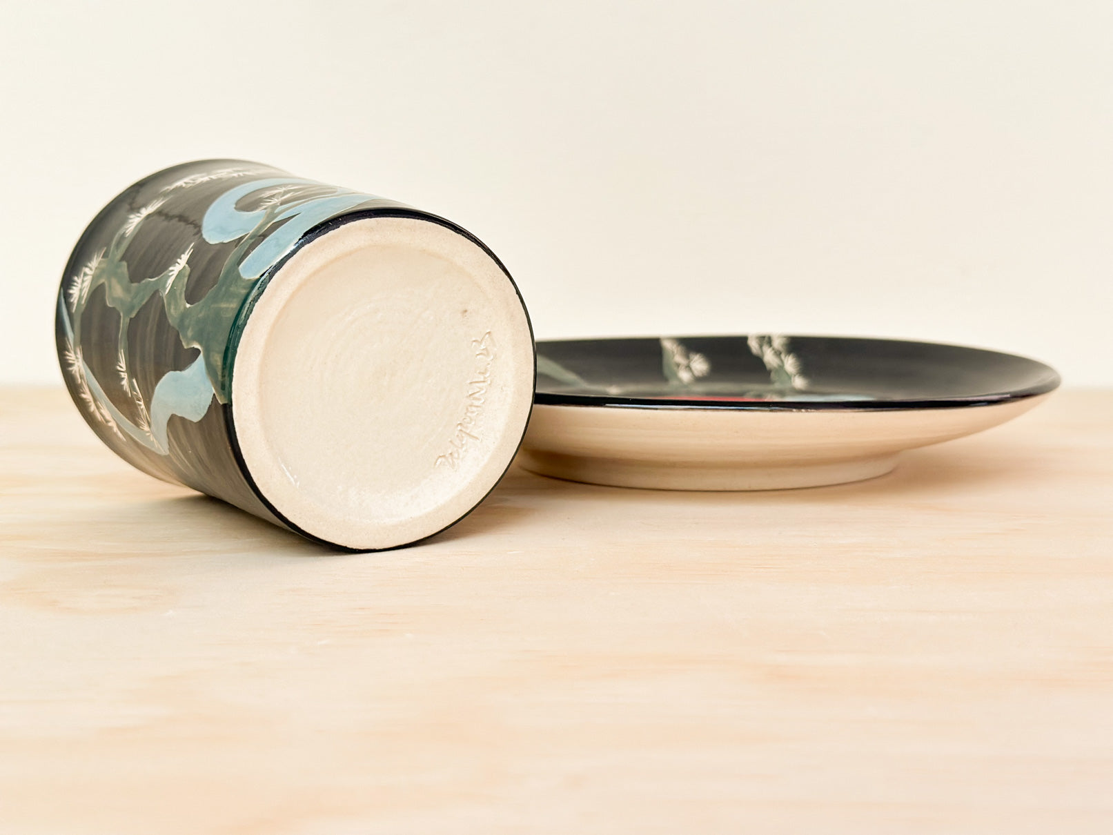 Handcrafted Coffee Cup & Saucer | 270mL | Pine Serpent