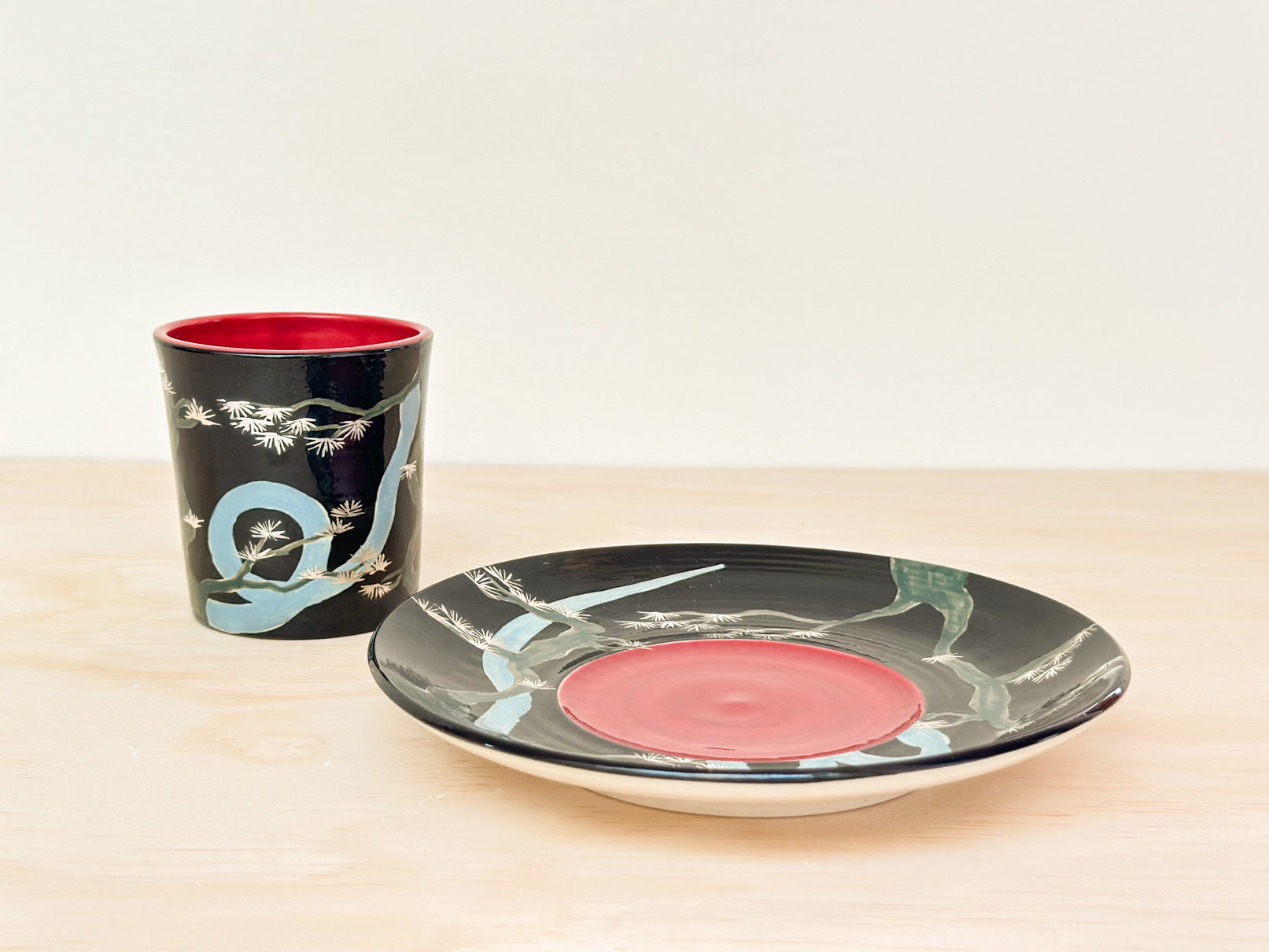 Handcrafted Coffee Cup & Saucer | 270mL | Pine Serpent
