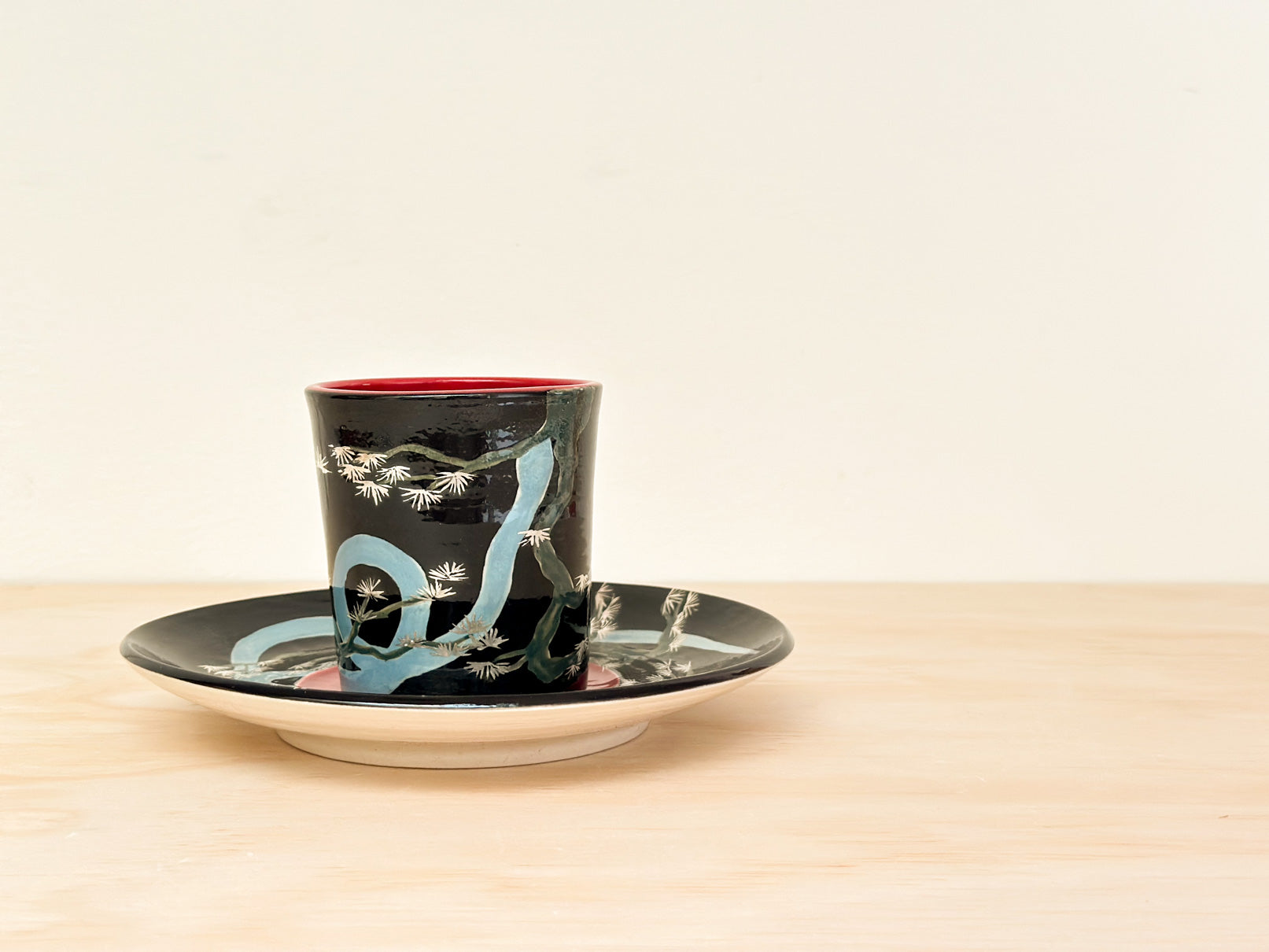 Handcrafted Coffee Cup & Saucer | 270mL | Pine Serpent