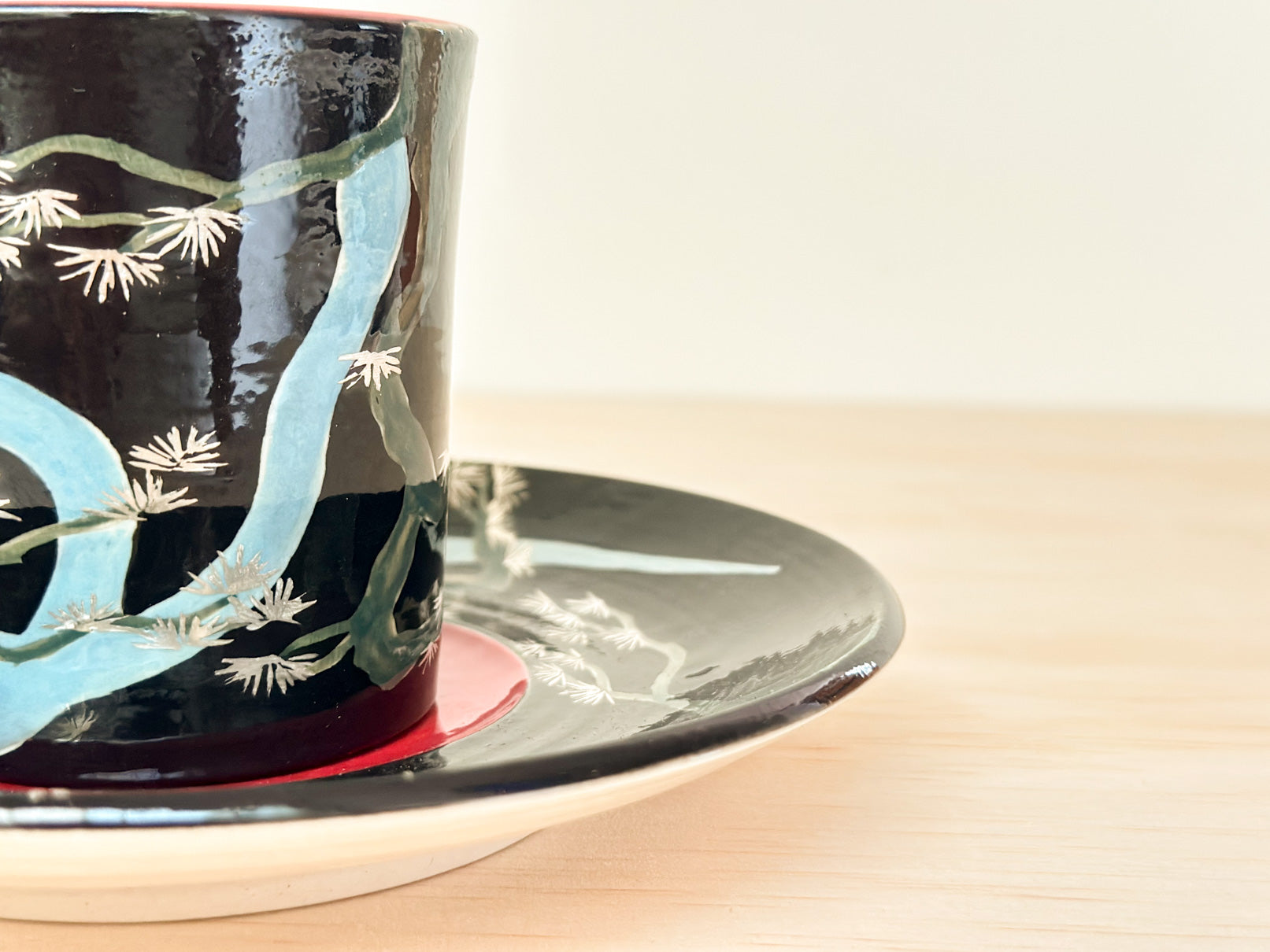 Handcrafted Coffee Cup & Saucer | 270mL | Pine Serpent