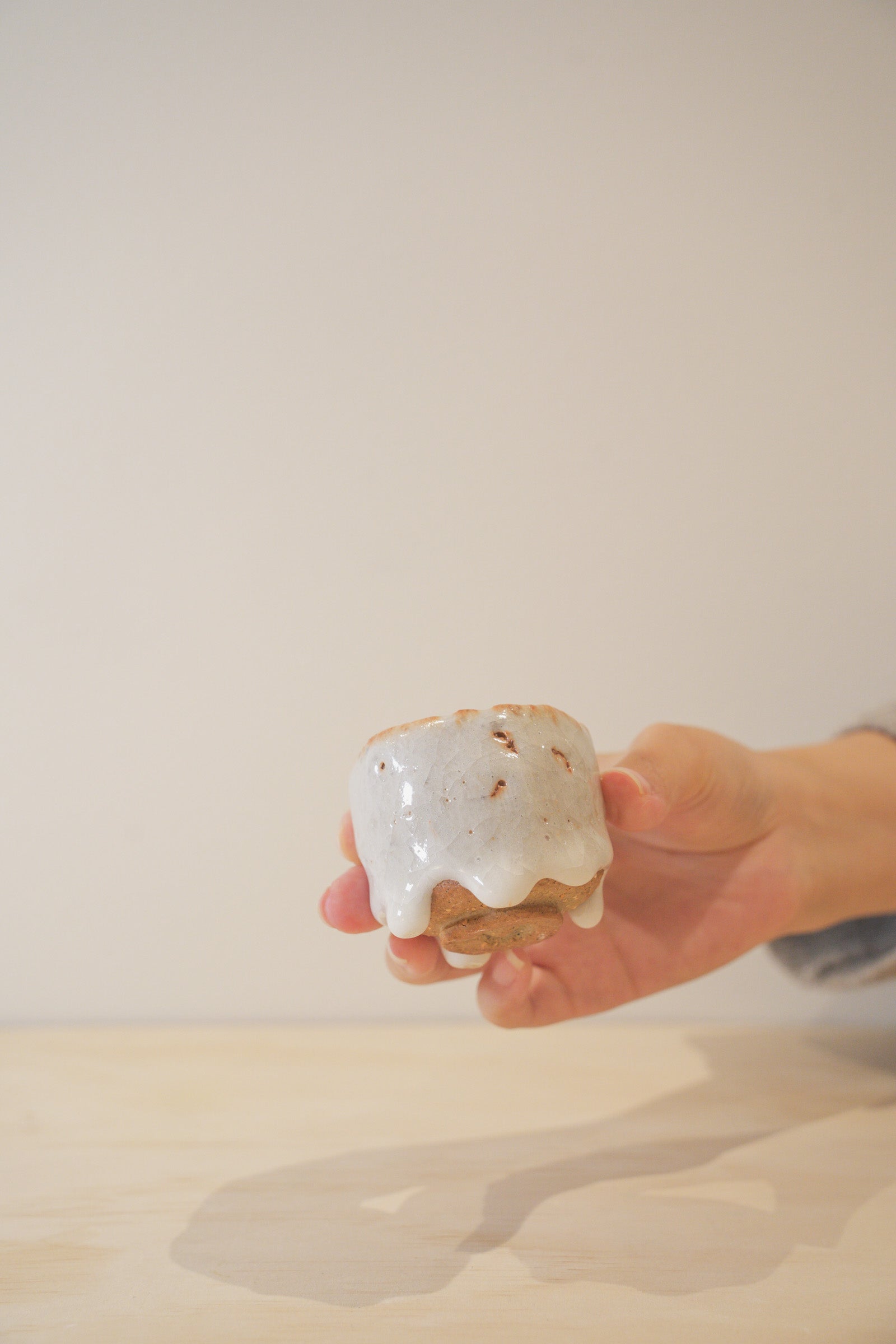Handcrafted Tea Cup | 40mL | Frost Dew | Shino Tea Cup