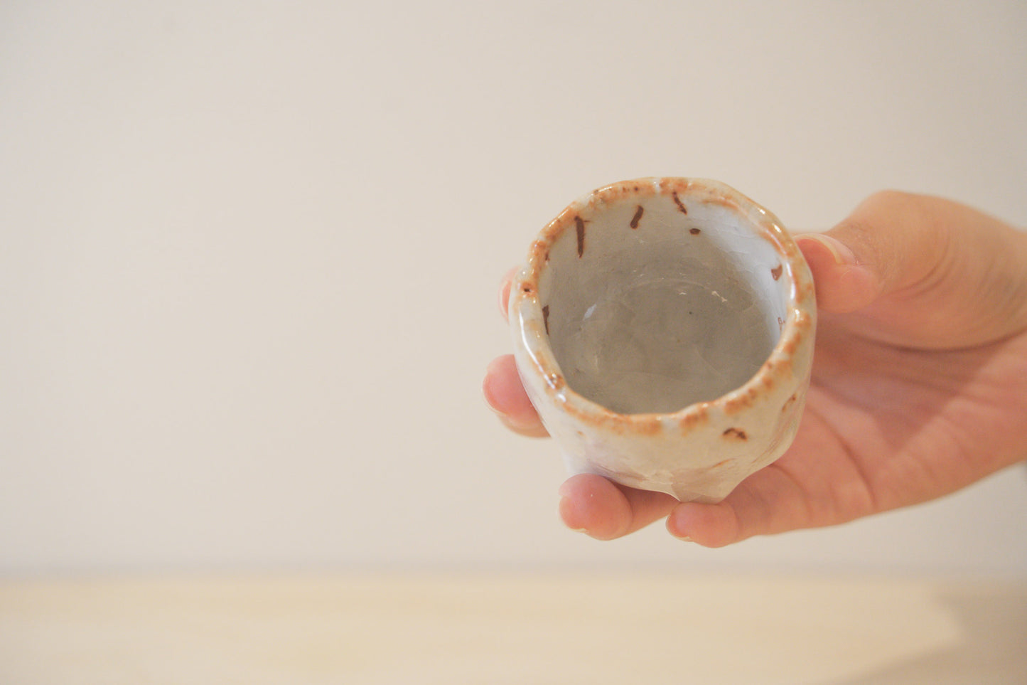 Handcrafted Tea Cup | 40mL | Frost Dew | Shino Tea Cup